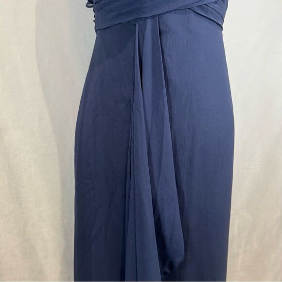 David’s Bridal One-Shoulder Chiffon Dress in Marine Navy Blue size 4 - Picture 4 of 8